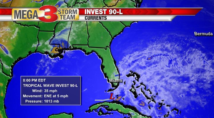 Invest 90-L Currents as of Thursday Evening
